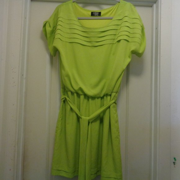 GUESS LIME SHERBERT BLOUSEY DRESS M - Picture 1 of 7